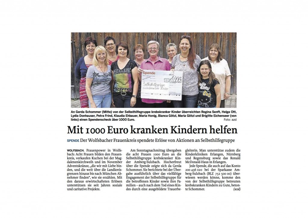 Mit 1000 Euro kranken Kindern helfen